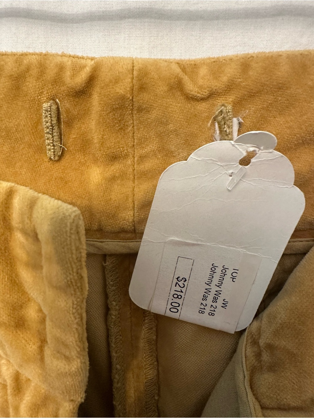 Johnny Was Golden Mustard Cotton Velvet Pants Straight Flair Leg Boho Luxury - Picture 8 of 9